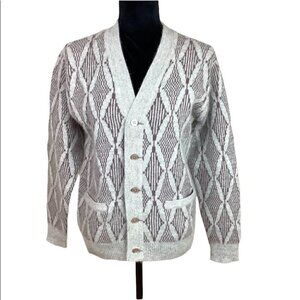 VINTAGE LAMBSWOOL UNIQUE GEOMETRIC DESIGN CARDIGAN